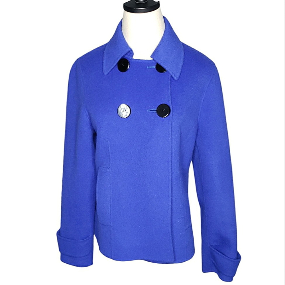 Pendelton Marino Wool Swing Jacket Coat Double Breasted Cropped Waist Minimalist